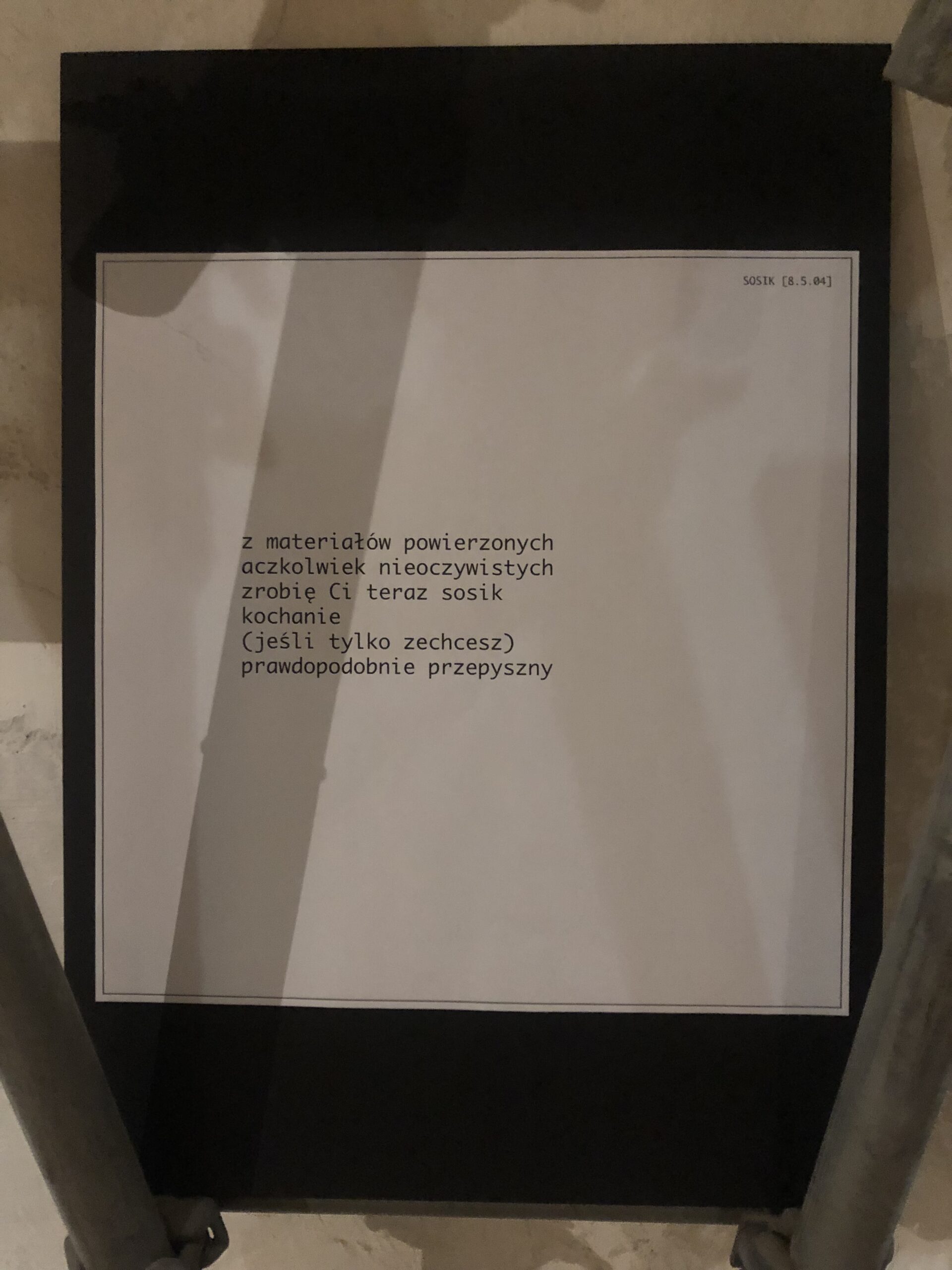 Wiersze z Wystawy (05) ⌖ ❡ [8.5.04](3) ° SOSIK