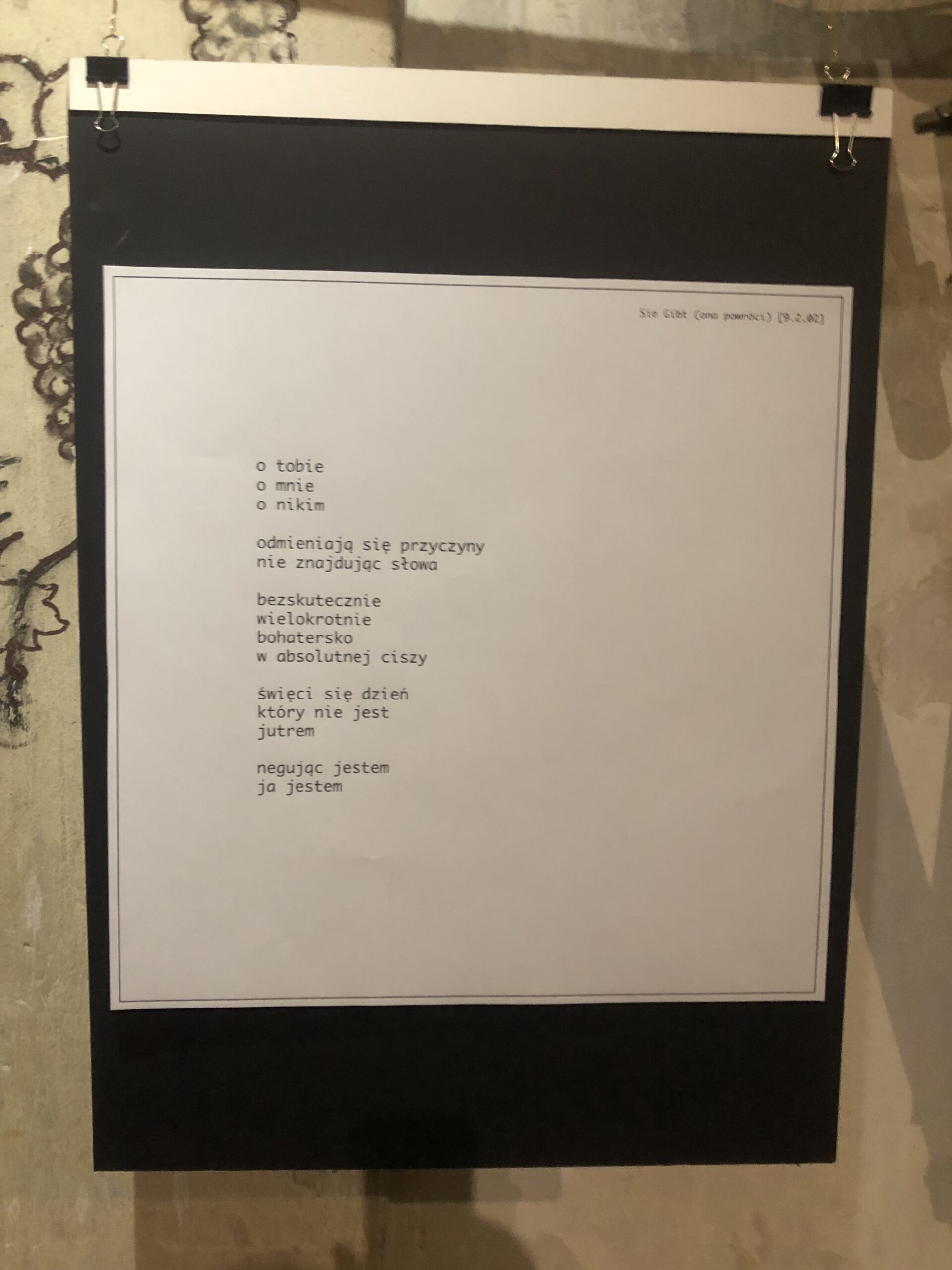 Wiersze z Wystawy (15) ⌖ ❡ [9.2.02](1) ° o nikim
